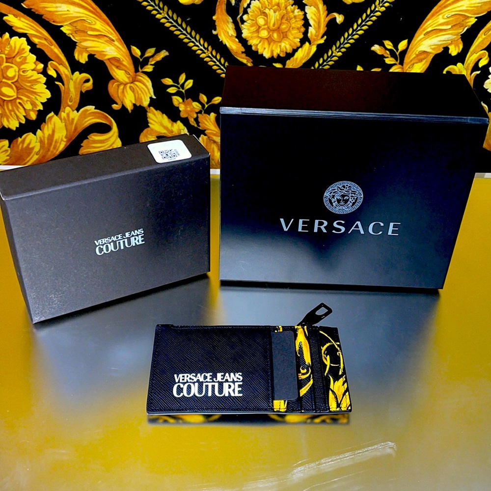 VERSACE JEANS COUTURE Baroque-print Zip-up wallet